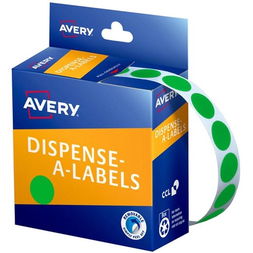 Omax - Avery Dot Dispenser Labels DMC14G 14mm Green, Box of 1050