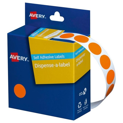 Omax - Avery Dot Dispenser Labels DMC14O 14mm Orange, Box of 1050