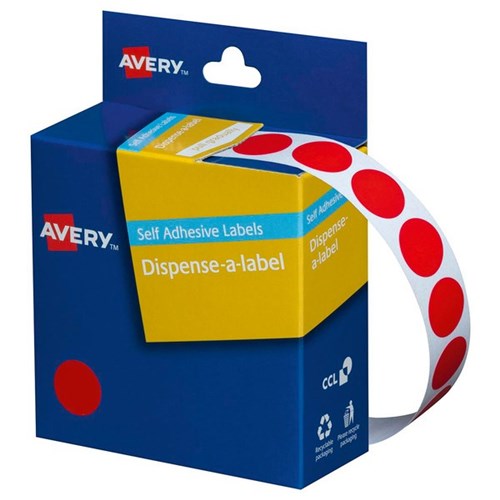 Omax - Avery Dot Dispenser Labels DMC14R 14mm Red, Box of 1050