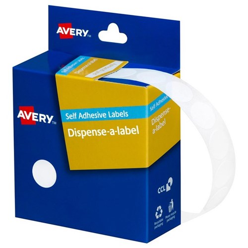 Omax - Avery Dot Dispenser Labels DMC14W 14mm White, Box of 1200
