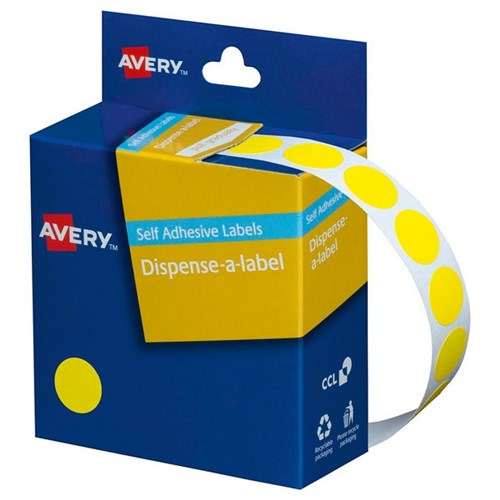 Omax - Avery Dot Dispenser Labels DMC14Y 14mm Yellow, Box of 1050