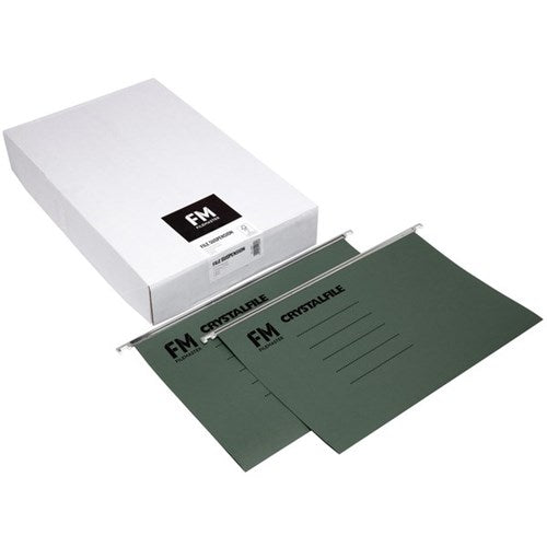 Omax - FM Crystalfile Suspension Files Foolscap Green, Box of 50