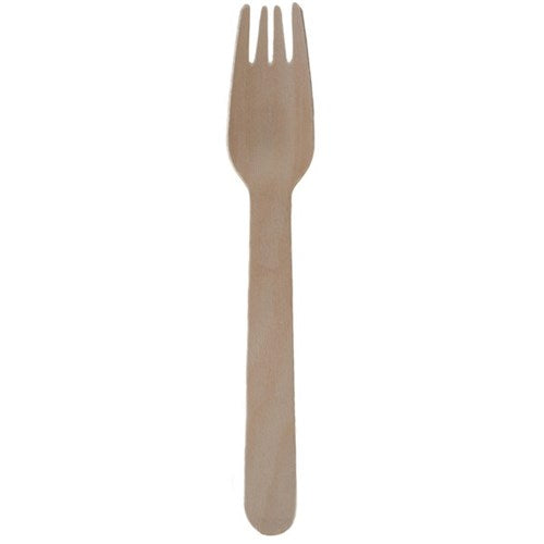 Omax - Disposable Wooden Forks 165mm, Pack of 100