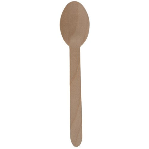 Omax - Disposable Wooden Spoons 160mm, Pack of 100