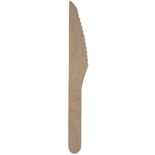 Omax - Disposable Wooden Knives 165mm, Pack of 100