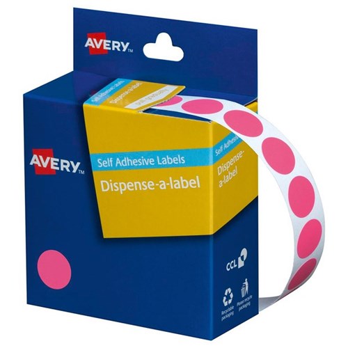 Omax - Avery Dot Dispenser Labels DMC14P 14mm Pink, Box of 1050
