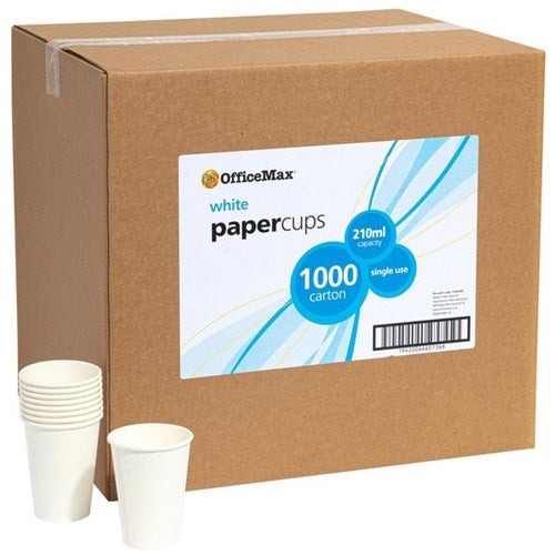 Omax - OfficeMax Paper Cups White 210ml, Carton of 1000