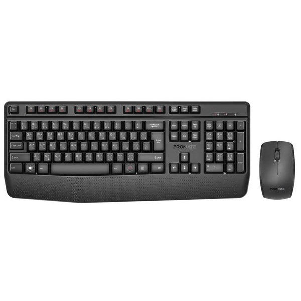 Omax - Promate Ergonomic Wireless Multimedia Keyboard and Mouse Combo Black