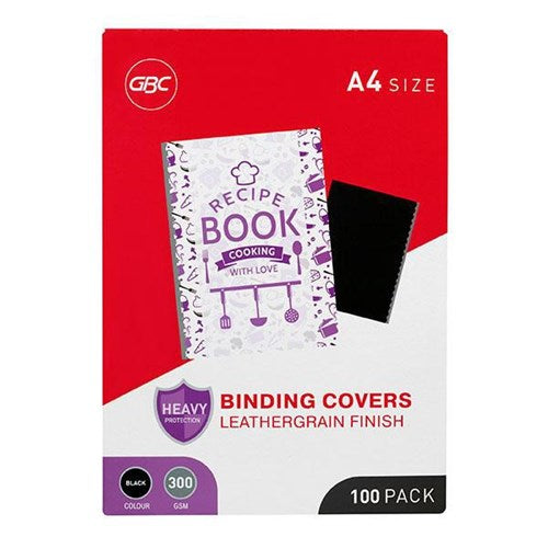 Omax - GBC Leathergrain Finish Binding Covers 300gsm A4 Black, Pack of 100