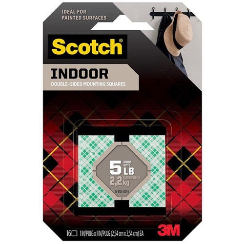 Omax - Scotch® 111S-SQ-16 Indoor Double-Sided Mounting Squares 25mm, Pack of 16