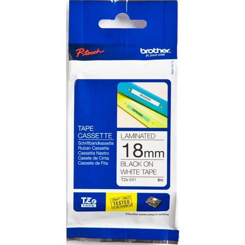 Omax - Brother TZe-241 P-Touch Labelling Tape 18mm Black on White