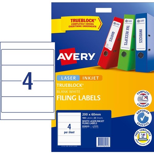 Omax - Avery Lever Arch Filing Labels L7171 4 Per Sheet