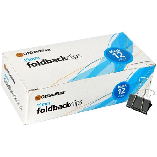 Omax - Foldback Clips | 19mm | Unit: Box of 12