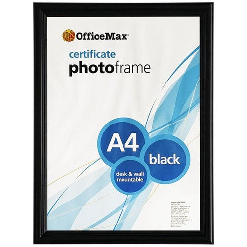 Omax - FRAME CERTIFICATE A4 OFFICEMAX DESK &amp; WALL MOUNTABLE BLACK
