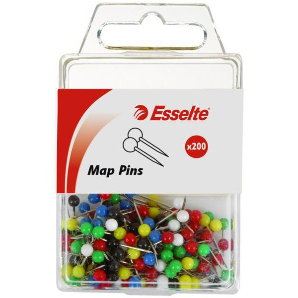 Omax - Esselte Map Pins Assorted Colours, Pack of 200