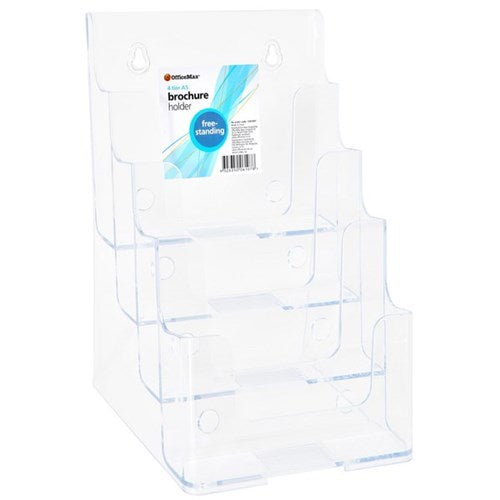 Omax - OfficeMax Brochure Holder Free Standing/Wall Mountable A5 4 Tier