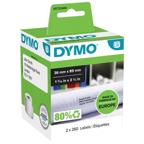 Omax - Dymo LabelWriter Address Labels 99012 36x89mm, Box of 520