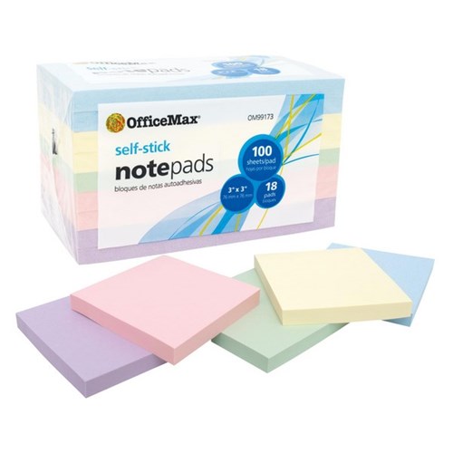 Omax - Sticky Notes | 76x76mm | Unit: Pack of 18