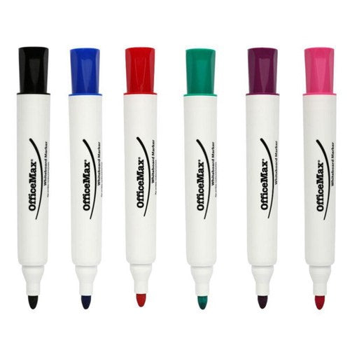 Omax - OfficeMax Assorted Colours Whiteboard Markers Bullet Tip, Pack of 6