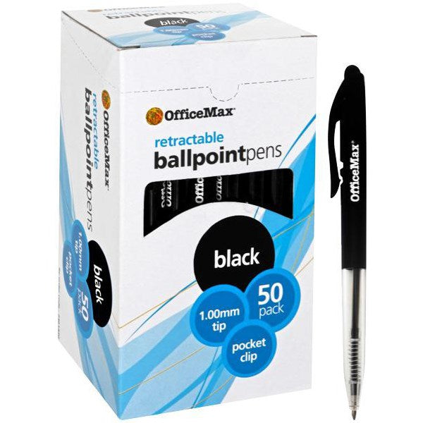 Omax - Ballpoint Pens - BLACK | 1.0mm | Unit: Box of 50