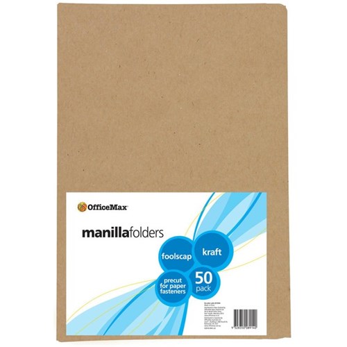 Omax - FOLDER MANILLA FOOLSCAP OFFICEMAX KRAFT PK/50