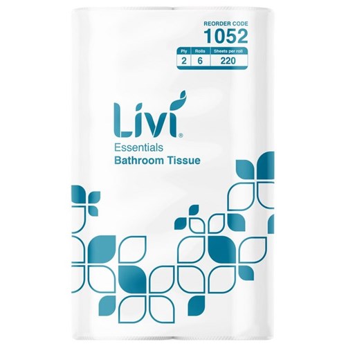 Omax - Livi Essentials Toilet Tissue 2 Ply 220 Sheets 1052, Pack of 6