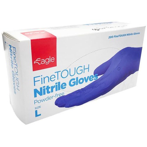Omax - GLOVES NITRILE EAGLE FINETOUGH INDIGO 240MM LARGE PK/200