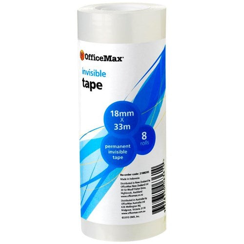 Omax - OfficeMax Invisible Tape 18mm x 33m, Pack of 8
