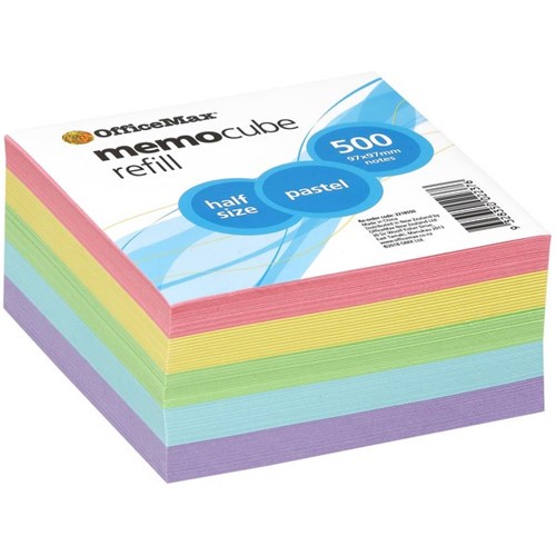 Omax - OfficeMax Memo Cube Refill 97x97mm Half Size Pastel Colours