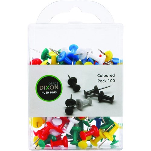Omax - PINS PUSH DIXON ASSORTED COLOURS PK/100