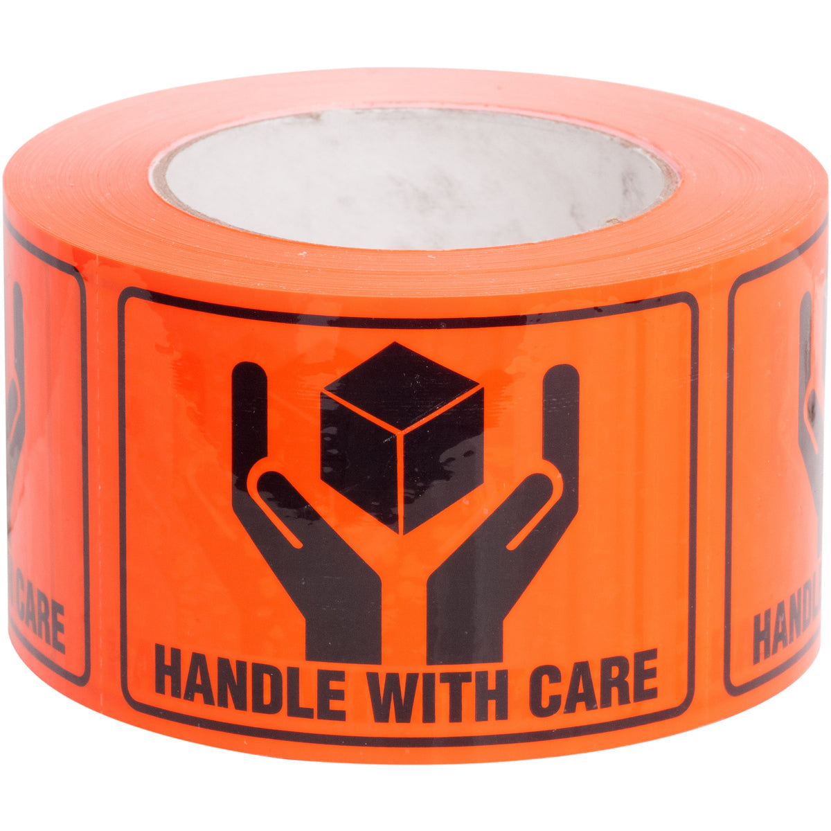 Omax - RIPA Shipping Label Handle with Care 100x72mm Black on Orange, Roll of 660