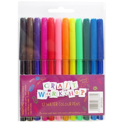 Omax - Craft Workshop Felt Tip Markers Assorted Colours, Pack of 12
