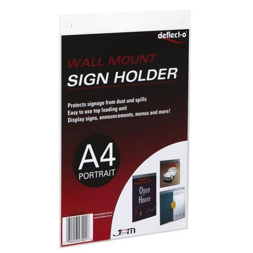 Omax - Deflecto Sign Holder Wall Mountable Portrait A4 47001