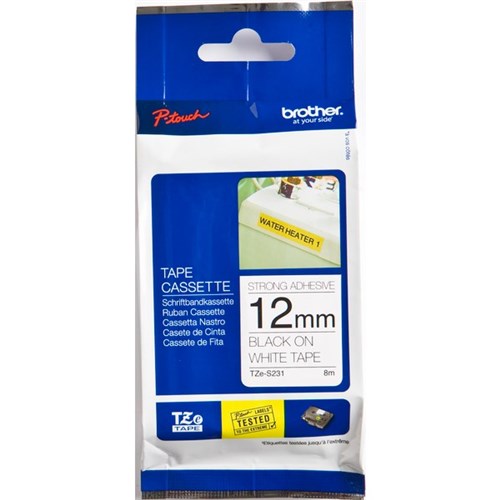 Omax - Brother TZe-S231 P-Touch Labelling Tape 12mm Black on White