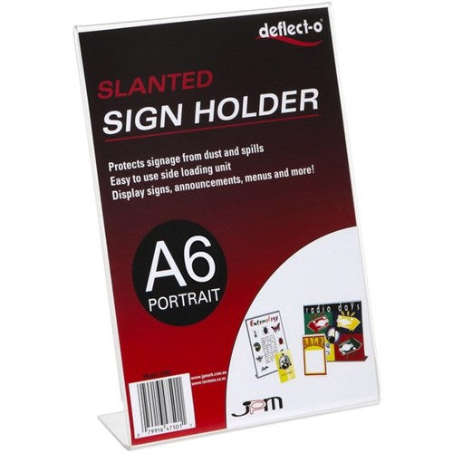 Omax - Deflecto Slanted Sign Holder A6 Portrait 69411