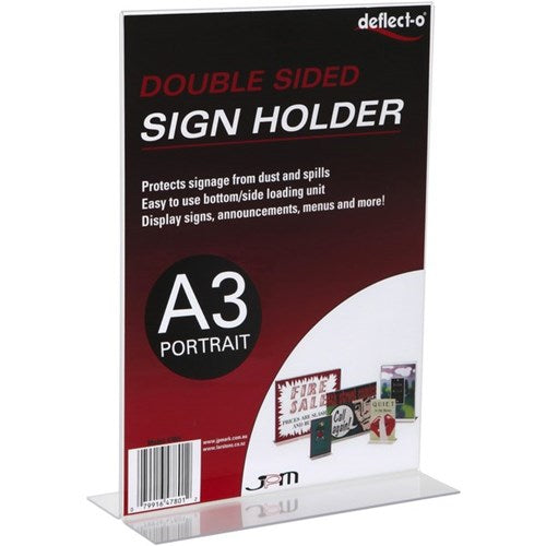 Omax - Deflecto Upright Sign Holder A3 Portrait With Base 48001