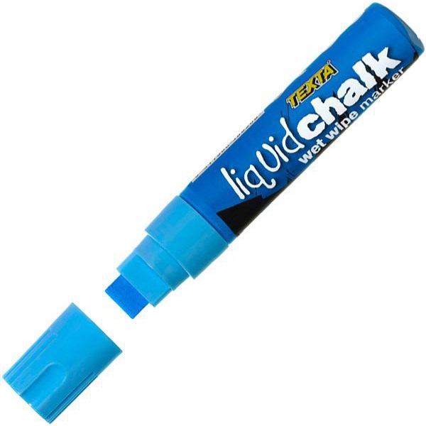 Omax - Texta Liquid Chalk Wet Wipe Window Marker 15mm Chisel Tip Blue