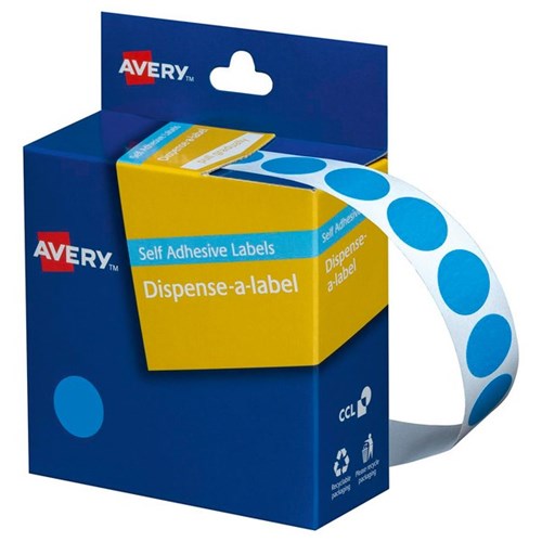 Omax - Avery Dot Dispenser Labels DMC14LB 14mm Light Blue, Box of 1050