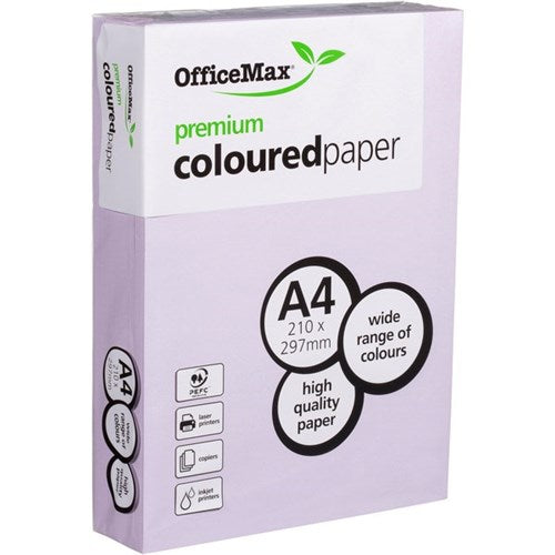 Omax - OfficeMax A4 80gsm Lovely Lavender Premium Colour Copy Paper, Pack of 500