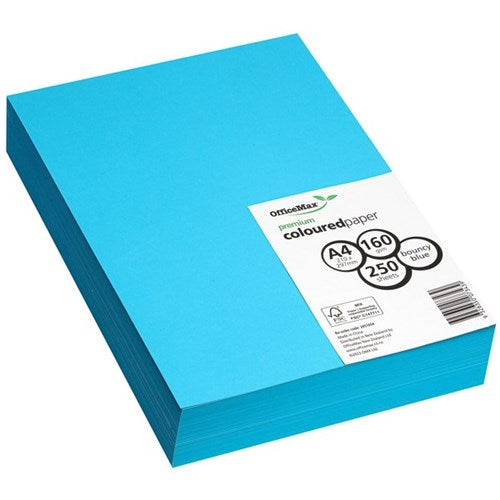 Omax - OfficeMax A4 160gsm Bouncy Blue Premium Colour Copy Paper, Pack of 250