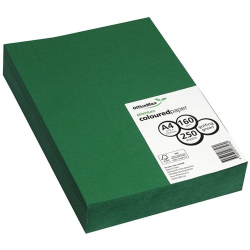 Omax - OfficeMax A4 160gsm Golfing Green Premium Colour Copy Paper, Pack of 250