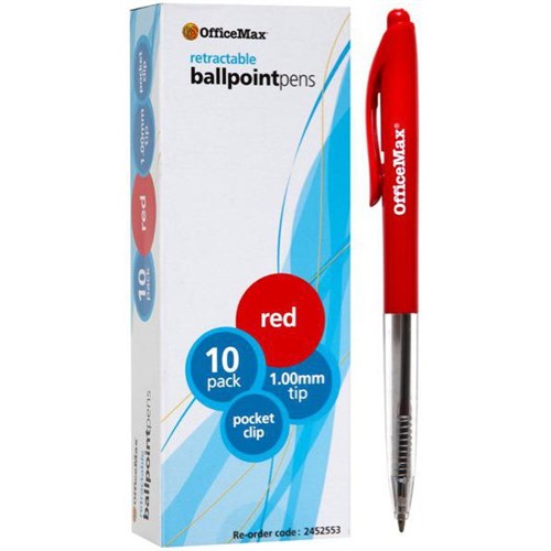 Omax - Ballpoint Pens - Red | 1.0mm | Unit: Box of 10