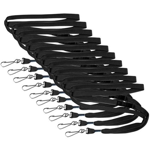 Omax - OfficeMax Safety Breakaway Lanyards Swivel Hook 10mm, Black, Pack of 10