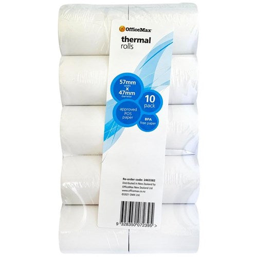 Omax - ROLL PAPER THERMAL EFTPOS OFFICEMAX 57X47MM PK/10