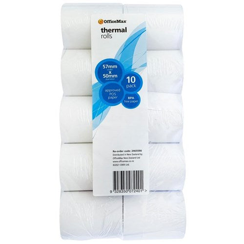 Omax - ROLL PAPER THERMAL EFTPOS OFFICEMAX 57X50MM PK/10