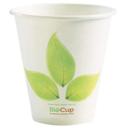 Omax - Biopak Compostable Single Wall BioCup Paper Cup Leaf 280ml, Carton of 1000