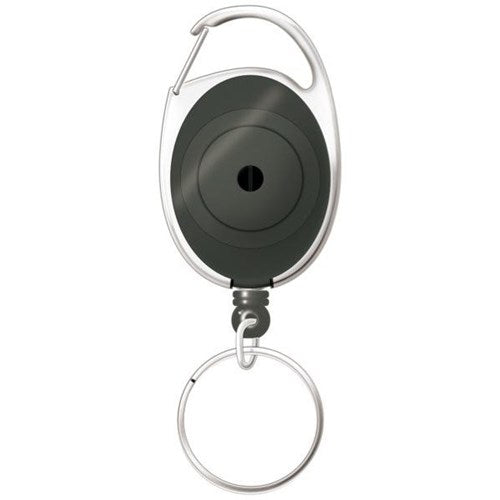 Omax - Corporate Express Card Holder Reel Snap Lock Key Ring Charcoal