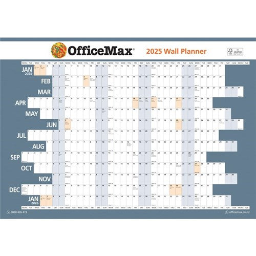 Omax - WALL PLANNER LAMINATED OMAX A2 13 MONTH DOUBLE SIDED 2025