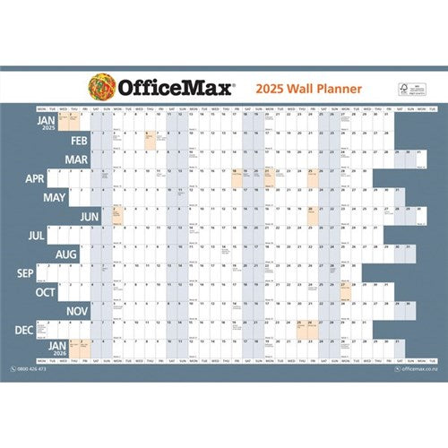 Omax - WALL PLANNER OFFICEMAX A3 13 MONTH DOUBLE SIDED 2025