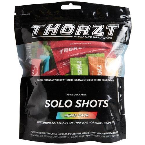 Omax - Thorzt Hydration Sugar Free Solo Shots Powdered Concentrate Mixed Flavour Pack 3g, Pack of 50